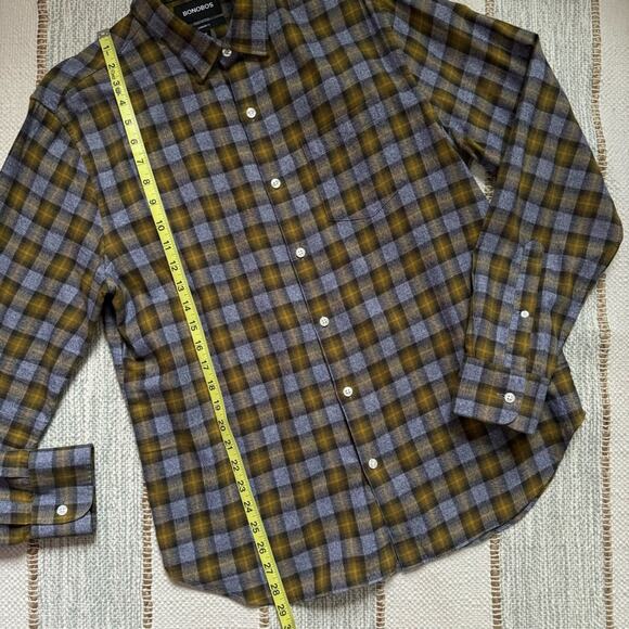 Bonobos Blue Green Plaid Standard Fit Flannel Long Sleeve Button Down Shirt M - Picture 5 of 10